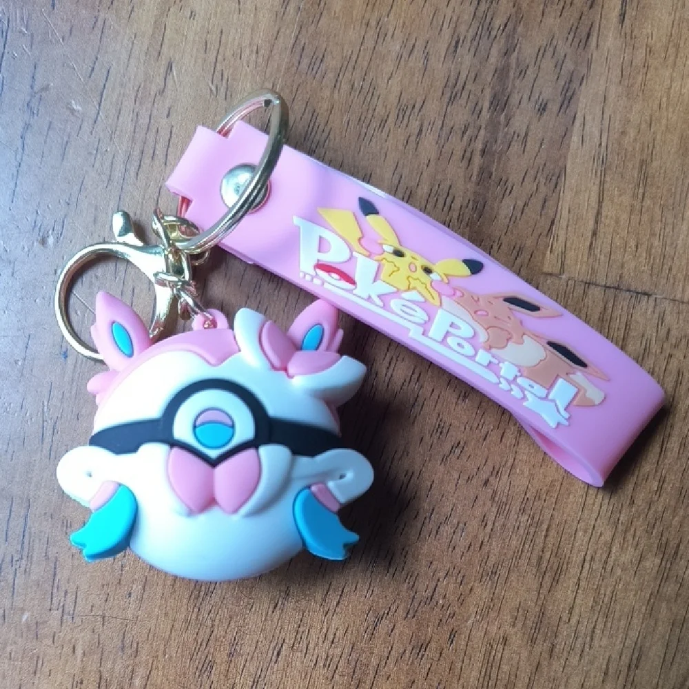 Pink Sylveon Silicone Keychain for Kids